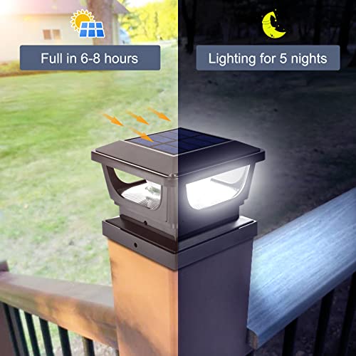 FVTLED Solar Post Cap Lights Outdoor, Fence Post Solar Lights for 3x3, 4x4 Posts Patio Fence Deck Garden Decor, IP65 Waterproof High Brightness Cool White 6500K LED Lighting (2 Pack, Black) - Image 4