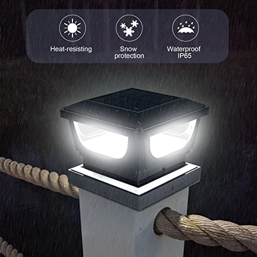FVTLED Solar Post Cap Lights Outdoor, Fence Post Solar Lights for 3x3, 4x4 Posts Patio Fence Deck Garden Decor, IP65 Waterproof High Brightness Cool White 6500K LED Lighting (2 Pack, Black) - Image 5