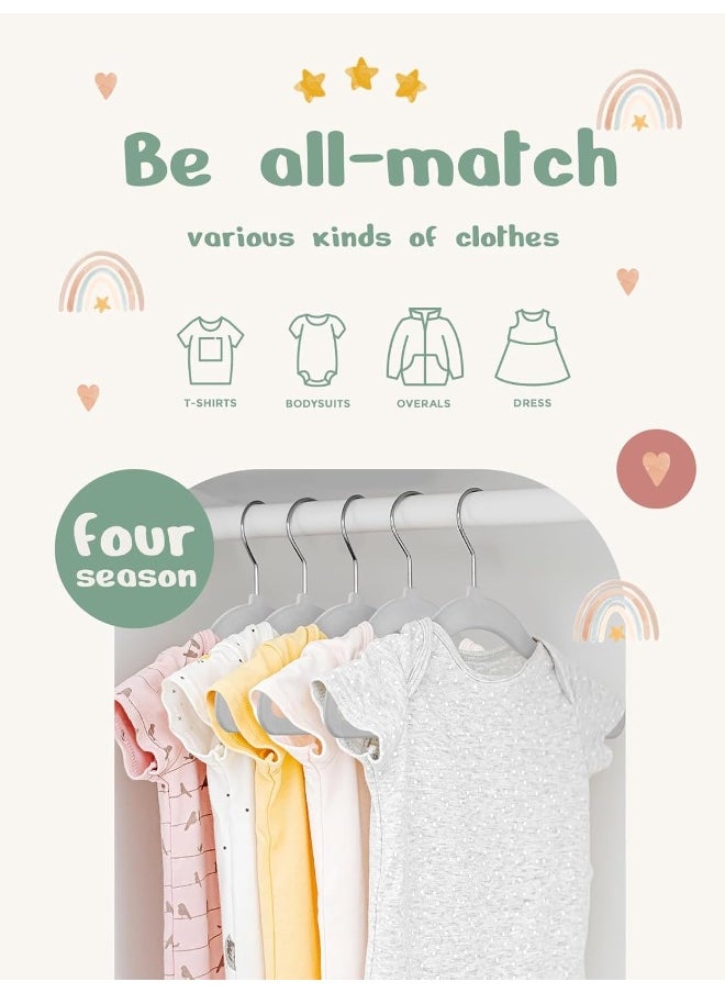 HOUSE DAY - HOUSE DAY Velvet Baby Hangers 50 Pack, Premium Children's Hangers for Baby, Infant & Toddler Clothes, Durable Non Slip Baby Felt Hangers Grey, 11 Inch Baby Hangers for Closet, Ideal for Everyday Use - Image 1