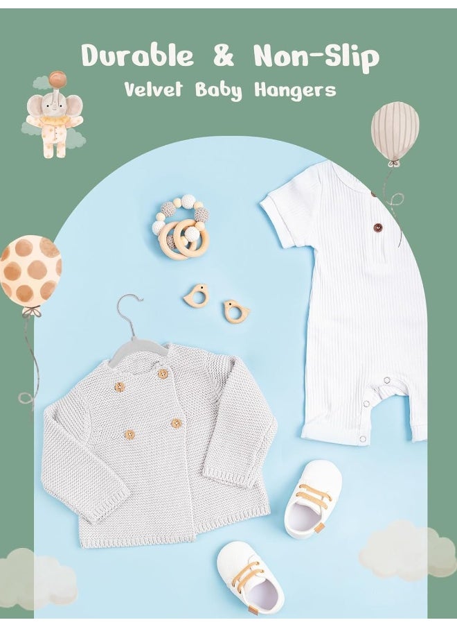 HOUSE DAY - HOUSE DAY Velvet Baby Hangers 50 Pack, Premium Children's Hangers for Baby, Infant & Toddler Clothes, Durable Non Slip Baby Felt Hangers Grey, 11 Inch Baby Hangers for Closet, Ideal for Everyday Use - Image 1