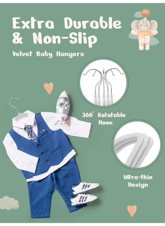 HOUSE DAY - HOUSE DAY Velvet Baby Hangers 50 Pack, Premium Children's Hangers for Baby, Infant & Toddler Clothes, Durable Non Slip Baby Felt Hangers Grey, 11 Inch Baby Hangers for Closet, Ideal for Everyday Use - Image 1
