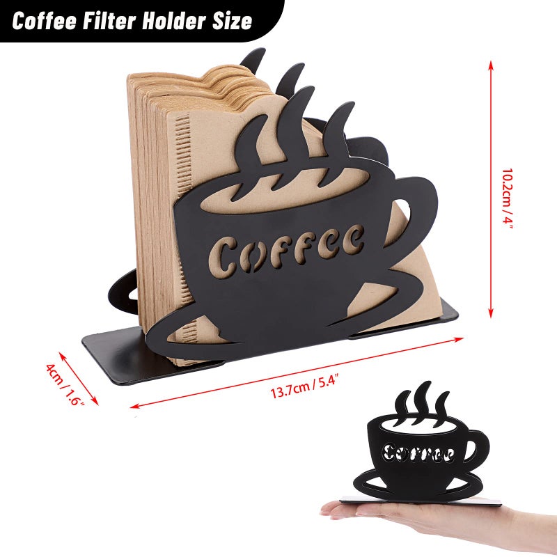 ELLDOO Coffee Filter Holder, Metal Wall Mounted Cone Coffee Filter Storage, Pour Over Coffee Filter Stand Paper Dispenser Rack for Cafe Kitchen Office, Art Decor Coffee Station Accessories - Image 2