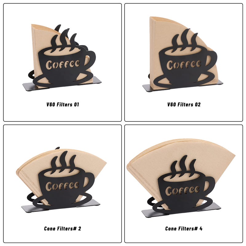 ELLDOO Coffee Filter Holder, Metal Wall Mounted Cone Coffee Filter Storage, Pour Over Coffee Filter Stand Paper Dispenser Rack for Cafe Kitchen Office, Art Decor Coffee Station Accessories - Image 4