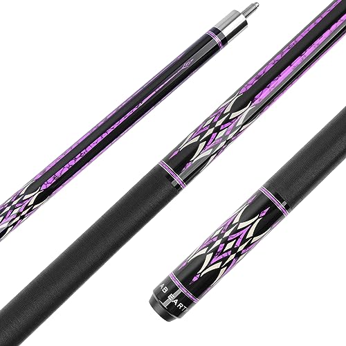 AB Earth 58 Pool Cue Stick Canadian Maple 13mm Tip Billiard Cue with Irish Linen Wrap 20oz Purple - Image 1