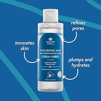 Nature Spell Witch Hazel Facial Toner with Hyaluronic Acid 200ml Aloe Vera Rose Water AlcoholFree Formula for All Skin Types Made in The UK - Image 2