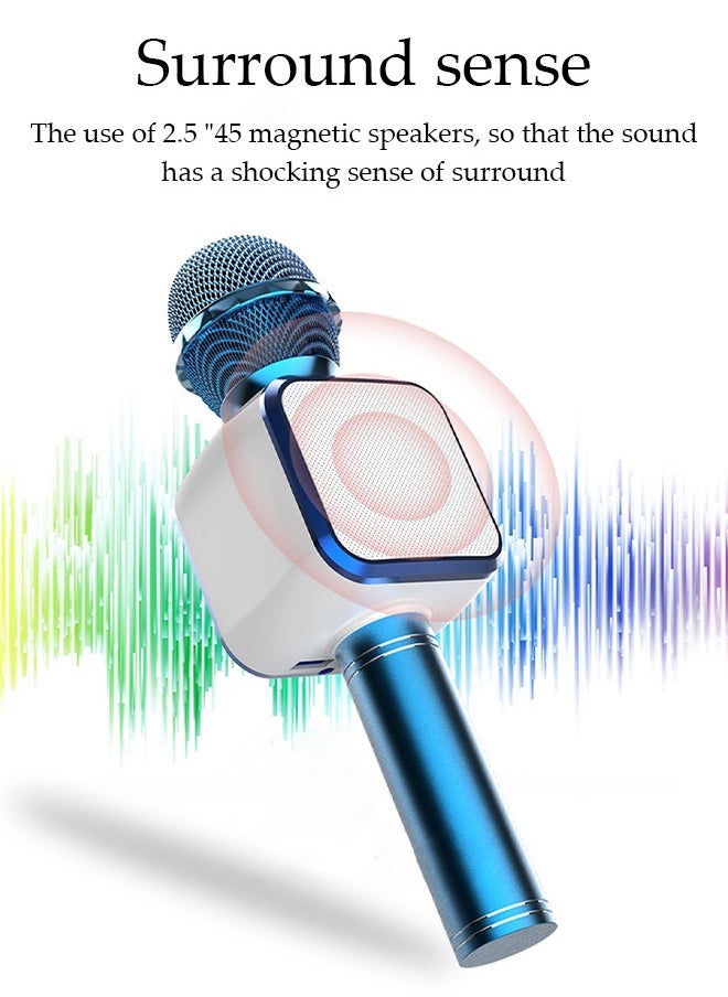 DUNISO - Karaoke Microphone, Wireless Bluetooth Microphone, Magic Sound Effects, Portable Handheld Devices, Compatible With All Smartphones, Children's And Adult Gift Toys, Blue Microphone - Image 1
