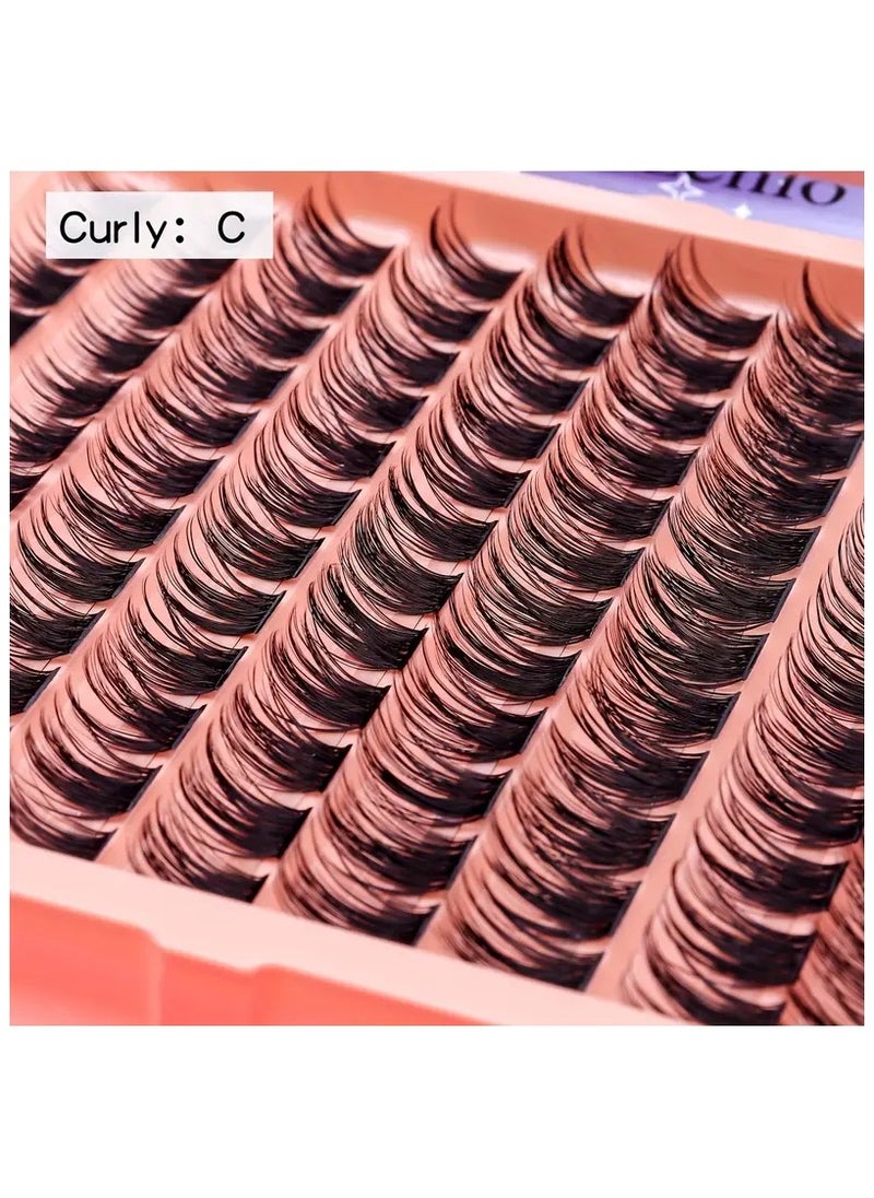 Azenlo - DIY Lash Clusters Kit with Glue & Tweezers, 120 Clusters 3D Curl Mixed Lengths 10-16mm, Large Volume Self-Application False Eyelashes, Comfortable Wear, Reusable - Image 1