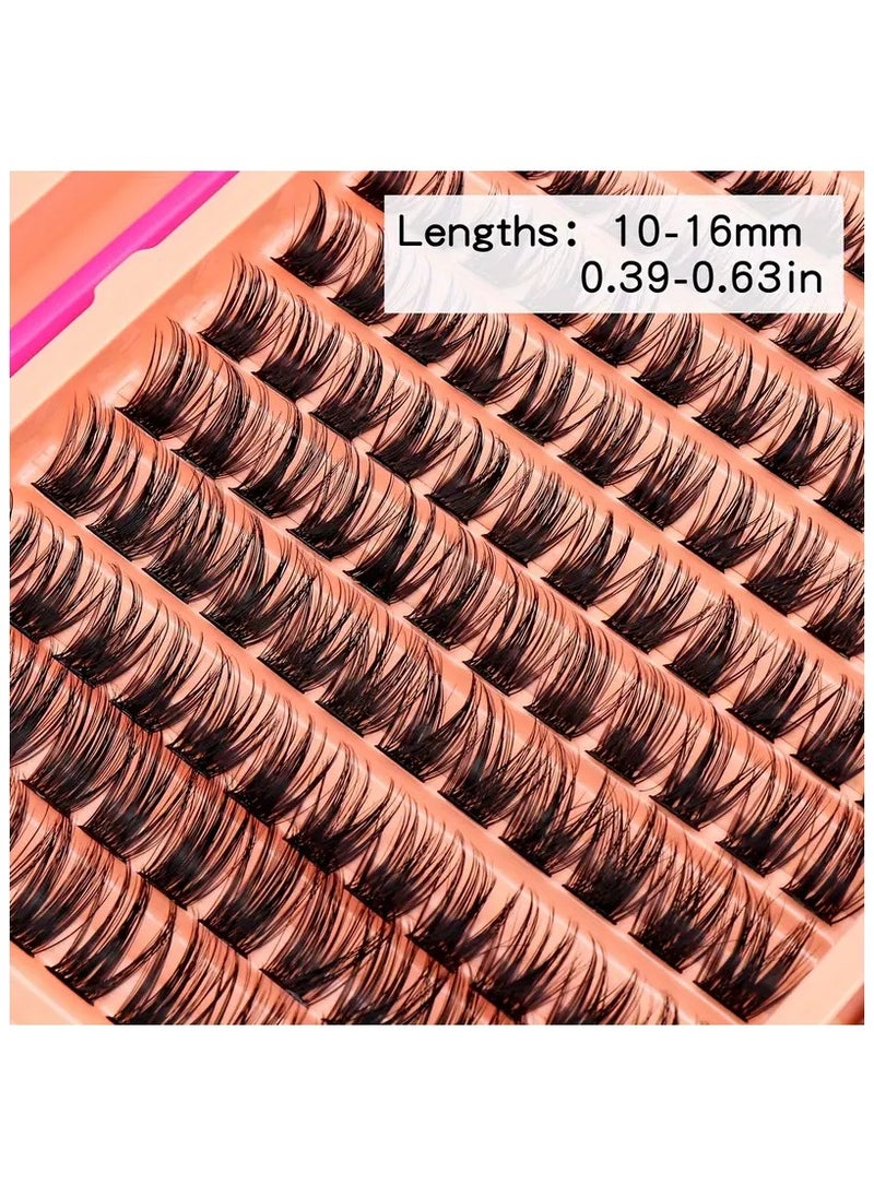 Azenlo - DIY Lash Clusters Kit with Glue & Tweezers, 120 Clusters 3D Curl Mixed Lengths 10-16mm, Large Volume Self-Application False Eyelashes, Comfortable Wear, Reusable - Image 1