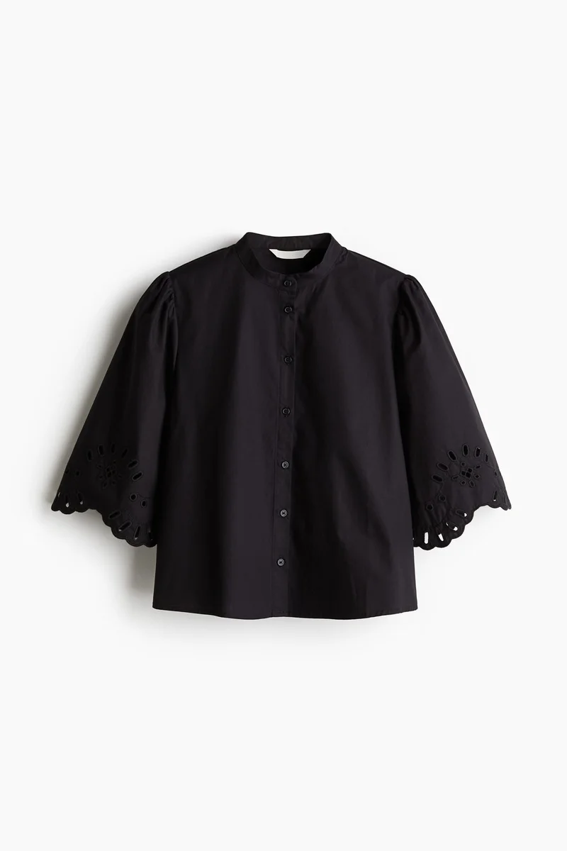 H&M Puff-sleeved cotton blouse
