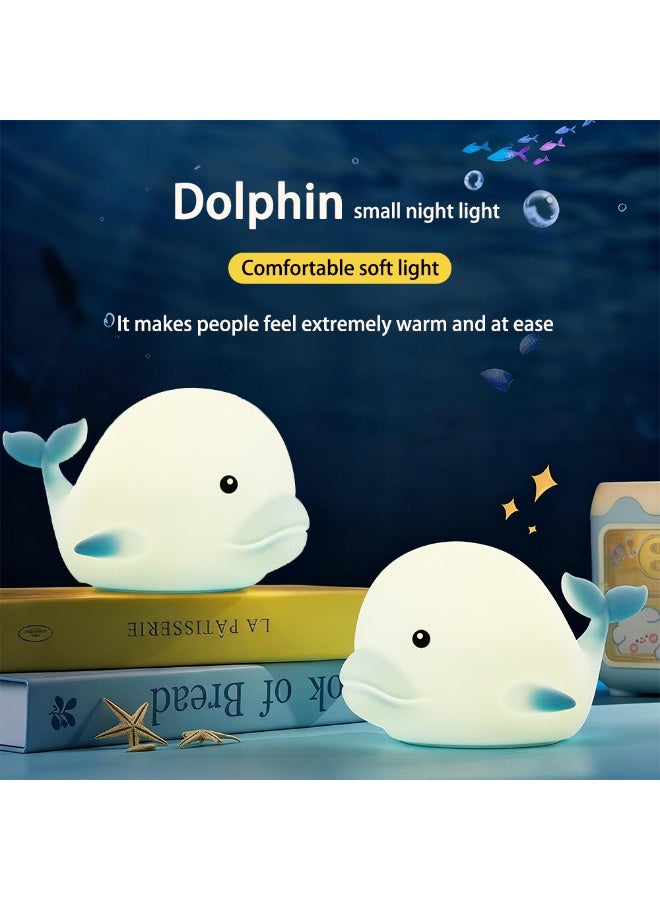 ILovhaprty Dolphin Silicone Night Light, Night Light with 7 LED Colors Changing, Tap Control Nursery Squishy Night Lamp, USB Rechargeable,Birthday Gifts for Boys Girls Baby, Toddler Decor - Image 4
