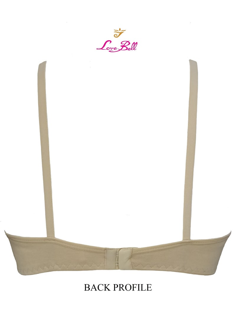 Love Bell - Love Bell women's everyday bra non padded soft cup tshirt bra premium cotton seamless moulded 18 hour bra - Image 1