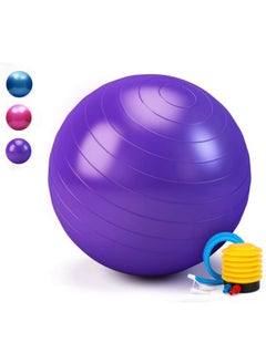 SKY-TOUCH Yoga Ball Anti-Burst, 65cm Exercise Ball With Air Pump Thickened Stability Balance Ball For Physical Fitness Exercise Purple  - Image 1