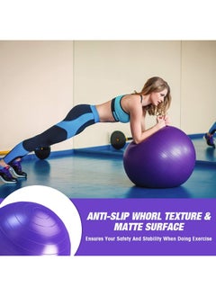 SKY-TOUCH Yoga Ball Anti-Burst, 65cm Exercise Ball With Air Pump Thickened Stability Balance Ball For Physical Fitness Exercise Purple  - Image 5