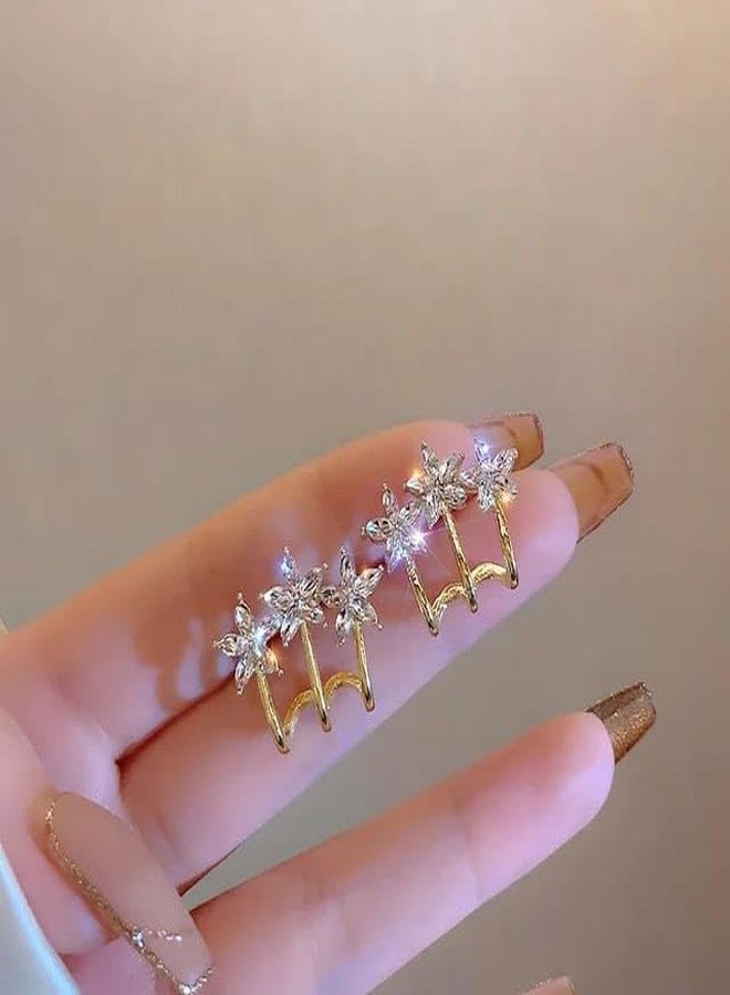 KRYSTALZ أقراط كلاسيكية مطلية بالذهب مرصعة بنجوم من الزركون للنساء والفتيات - Image 5