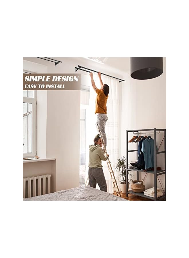 The Bros Double Curtain Rods 66 to 144 Inch, Metal Extendable Double Drapery Rod Set for Windows, Black - Image 5