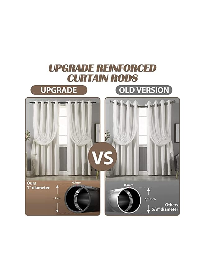 The Bros Double Curtain Rods 66 to 144 Inch, Metal Extendable Double Drapery Rod Set for Windows, Black - Image 4