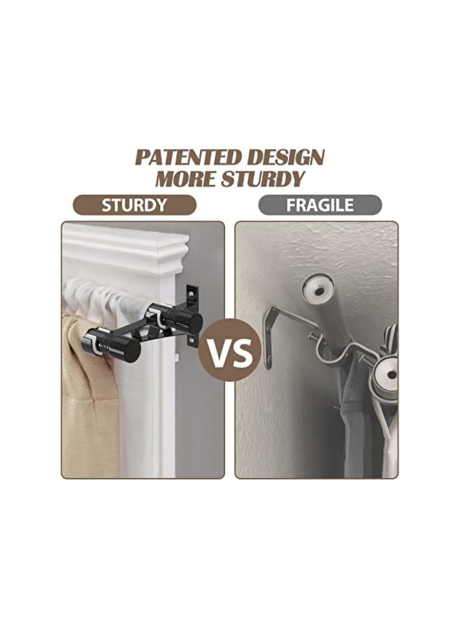 The Bros Double Curtain Rods 66 to 144 Inch, Metal Extendable Double Drapery Rod Set for Windows, Black - Image 3