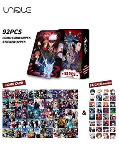 Unique 92 Pieces Jujutsu Kaisen Lomo Card - Laser Card - 60Pieces Double-sided LOMO Card - 30 Pcs Random stickers - HD Color Printed Collector Card Sticker - Photo card decoration for collector fans  - Image 1