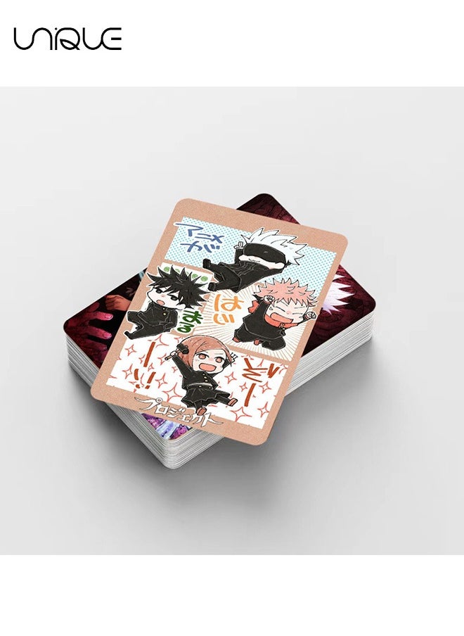 Unique 92 Pieces Jujutsu Kaisen Lomo Card - Laser Card - 60Pieces Double-sided LOMO Card - 30 Pcs Random stickers - HD Color Printed Collector Card Sticker - Photo card decoration for collector fans  - Image 3