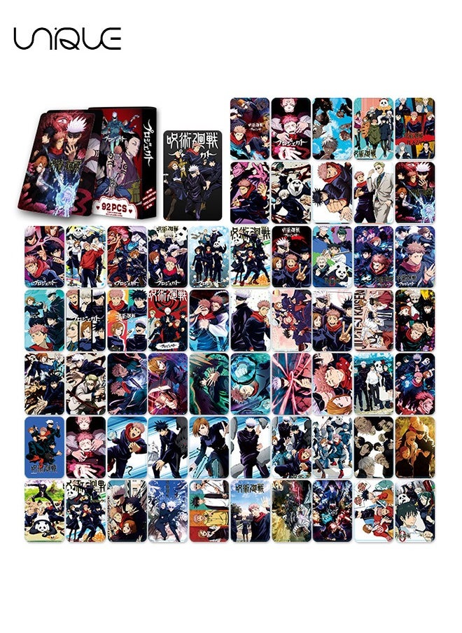 Unique 92 Pieces Jujutsu Kaisen Lomo Card - Laser Card - 60Pieces Double-sided LOMO Card - 30 Pcs Random stickers - HD Color Printed Collector Card Sticker - Photo card decoration for collector fans  - Image 2
