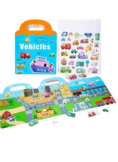 Generic Portable Reusable Vehicles Magnetic Stickers Book for Preschoolers and Toddlers 