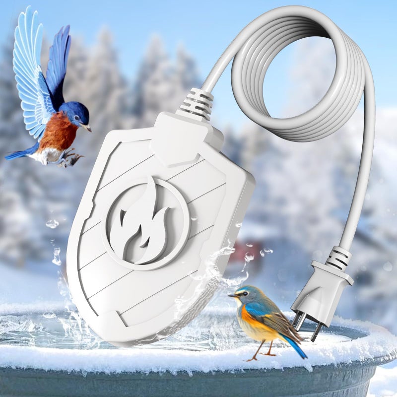 Jvgoo 100W Bird Bath Heater, Birdbath Heaters for Outdoor Bird Bath Water Heater in Winter Submersible Thermostat Control, Heated Bird Bath Deicer for Outside Bird Chicken Poultry Livestock (White) - Image 1