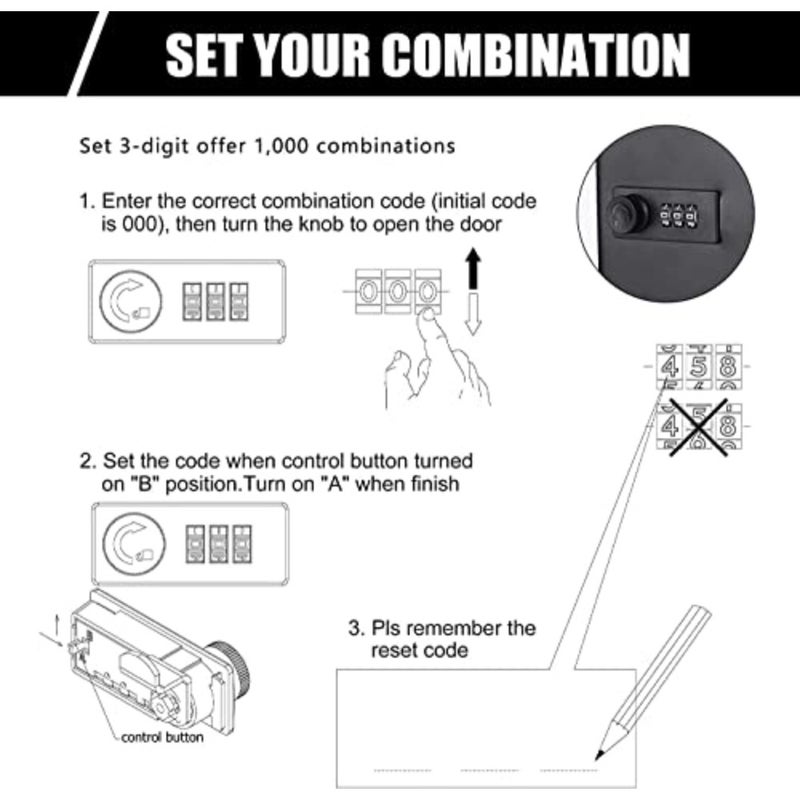 Key Steel Security Cabinet Box, Key Box Wall Mount with Combination Lock, Steel Security Locking Keys Cabinet, Storage Key Lock Box with Code, Key Management Cabinet 48 Key (Combination Lock - Image 4