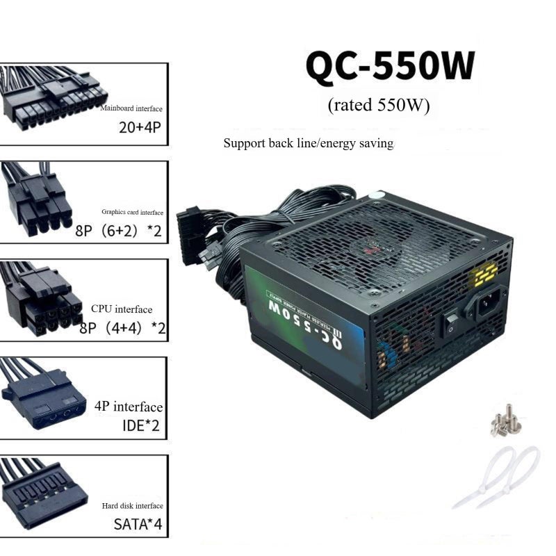 650W Mining Power Supply With Cooling Fan 8Pin Graphics Component Metal Case For Gaming - Image 5