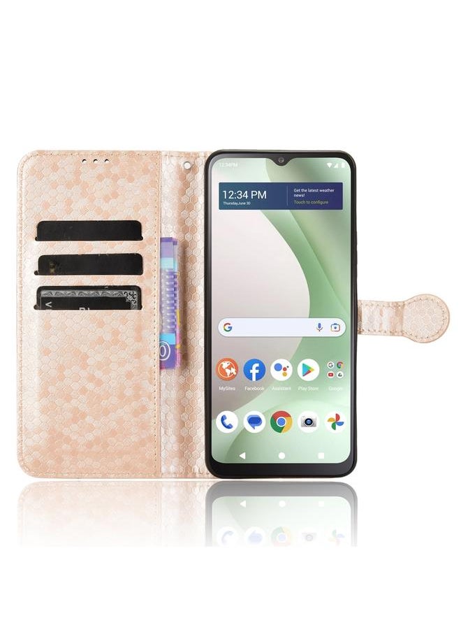 Green Tiger Case For BLU View 5 Honeycomb Dot Texture Leather Phone Case  - Image 4