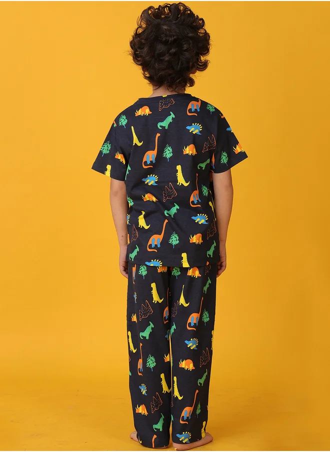 انثريلو Anthrilo All-Over Print Dinosaur T-Shirt and Pyjama Set