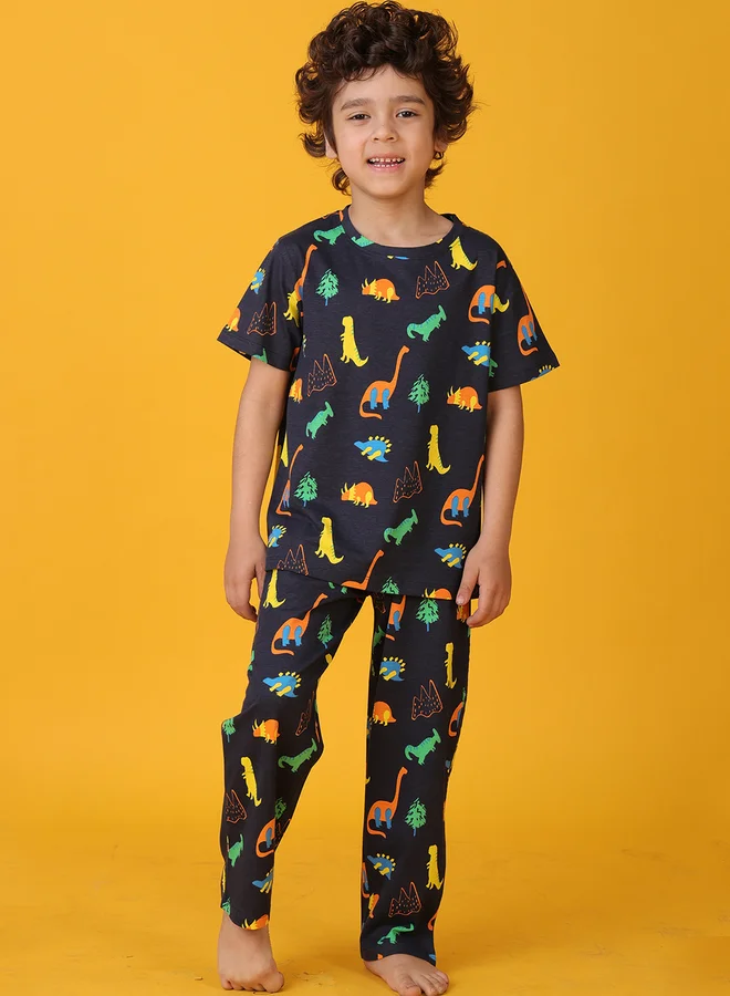 Anthrilo Anthrilo All-Over Print Dinosaur T-Shirt and Pyjama Set