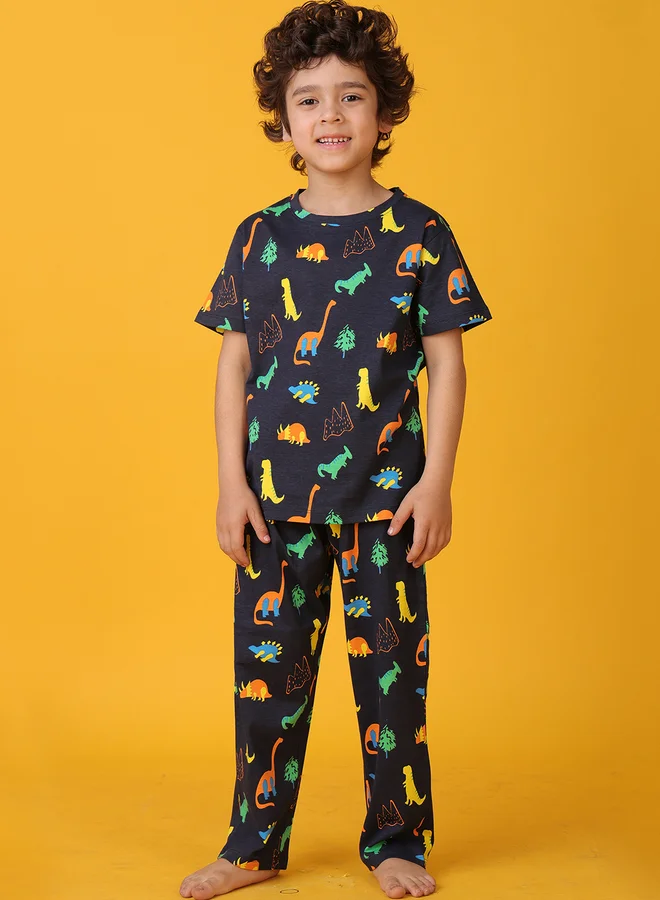 Anthrilo Anthrilo All-Over Print Dinosaur T-Shirt and Pyjama Set