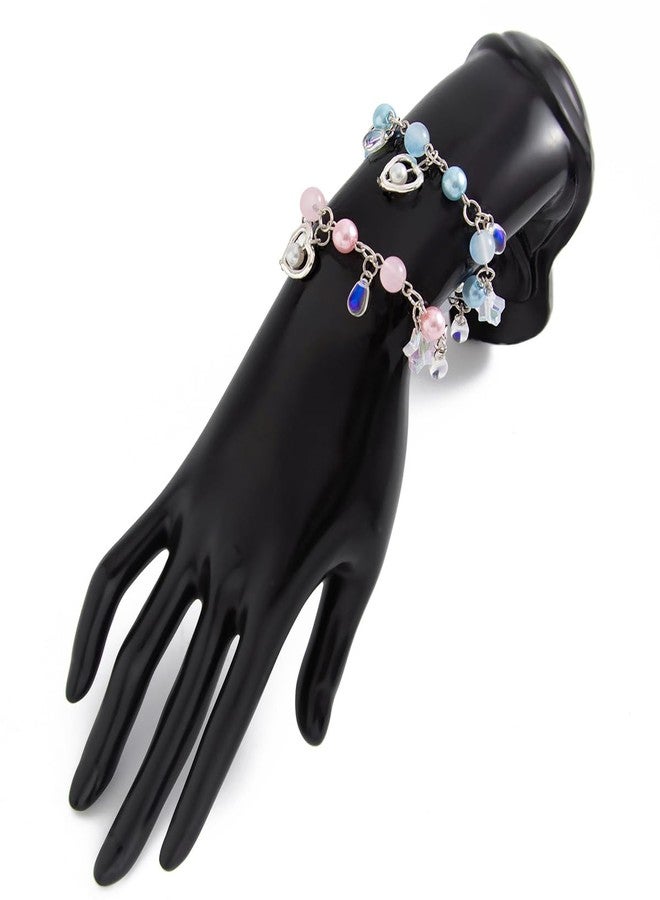 QRH 2PCS Punk Y2K Love Heart Matching Bracelet for Women Men Cool Y2K Pearl Blue Pink Love Heart Beaded Bracelets Set Aesthetic Grunge Punk Beads Bracelet for Couples Friends Jewelry Gifts - Image 5