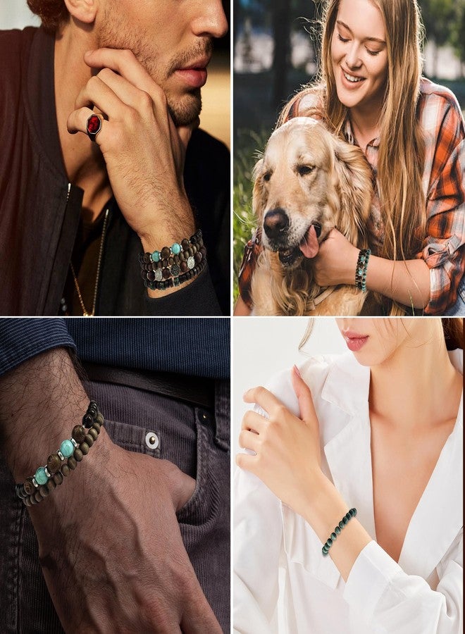 VKSG Tree of Life Beaded Stretch Bracelets Set for Women & Men, 5-Piece Handmade Wooden Bead & Lava Stone Stackable Western Boho Bracelets, Adjustable Grunge Wristbands Birthday Jewelry Gifts - Image 3