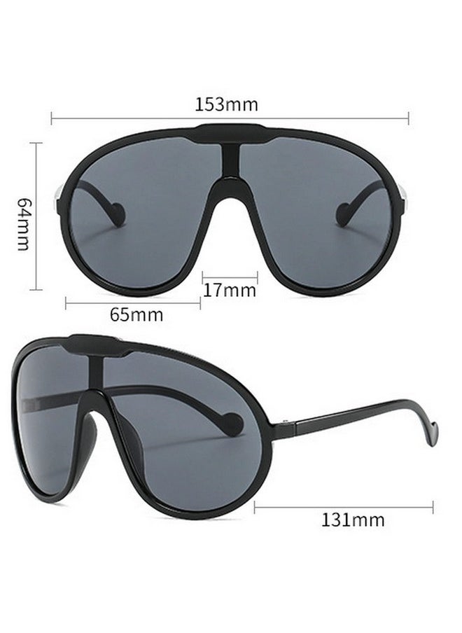 Mincl Oversized One Piece Sunglasses For Women Men Fashion Vintage Sun Glasses Punk Large Frame Eyewear Uv400 Shield Goggles (Black M)  - Image 3