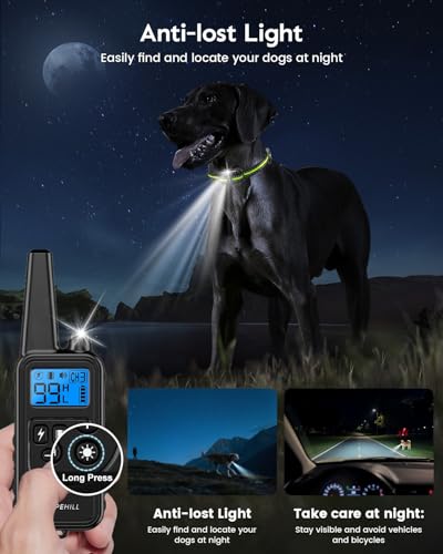 SLOPEHILL Dog Training Collar with Remote, 4200FT Electronic Dog Shock Collar with Beep, Vibration, Shock, Light and No Shock Mode, Electric Training Collar Set for Small Medium Large Dogs (Black Green) - Image 3