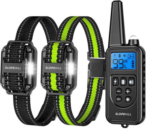 SLOPEHILL Dog Training Collar with Remote, 4200FT Electronic Dog Shock Collar with Beep, Vibration, Shock, Light and No Shock Mode, Electric Training Collar Set for Small Medium Large Dogs (Black Green) - Image 1