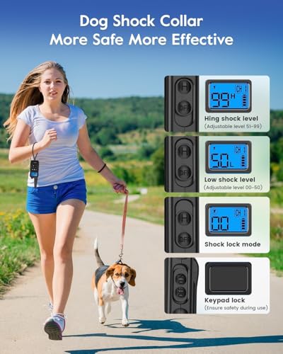 SLOPEHILL Dog Training Collar with Remote, 4200FT Electronic Dog Shock Collar with Beep, Vibration, Shock, Light and No Shock Mode, Electric Training Collar Set for Small Medium Large Dogs (Black Green) - Image 2