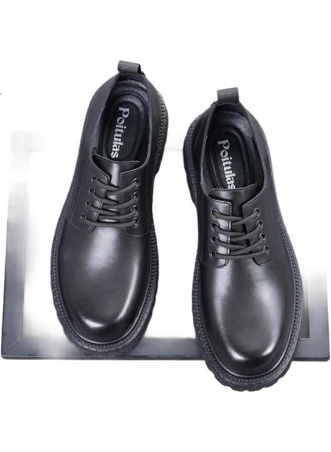 Poitulas Men'S Lace-Up Dress Shoes, Business Casual Formal Shoes, Thick-Soled Derby Shoes, Durable, 6128, Black, Size 42 - Image 1