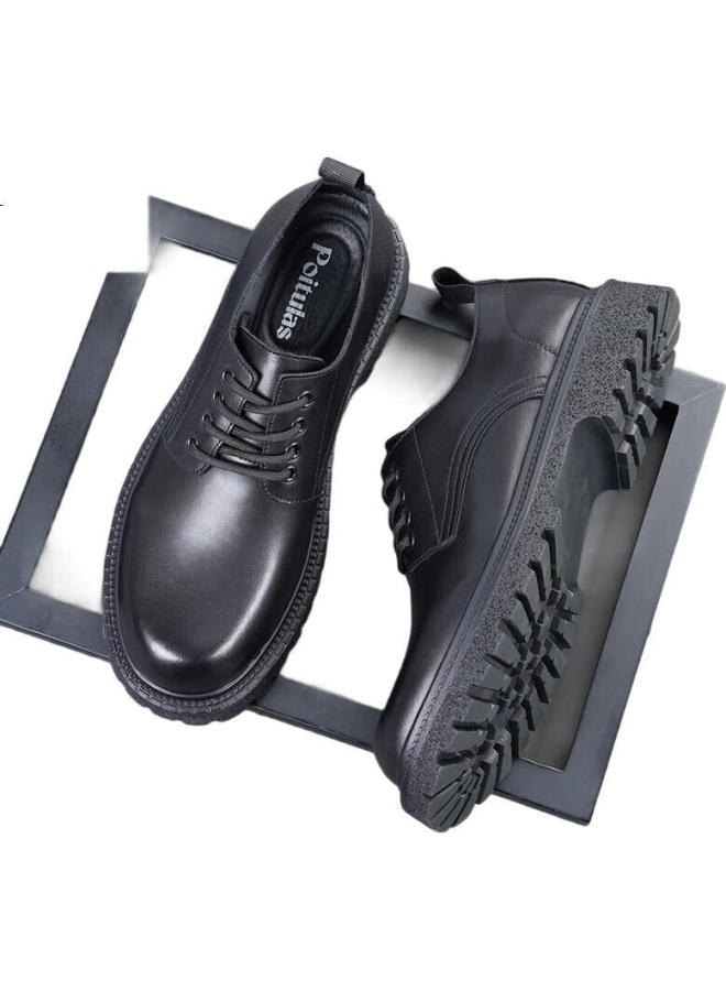 Poitulas Men'S Lace-Up Dress Shoes, Business Casual Formal Shoes, Thick-Soled Derby Shoes, Durable, 6128, Black, Size 42 - Image 3