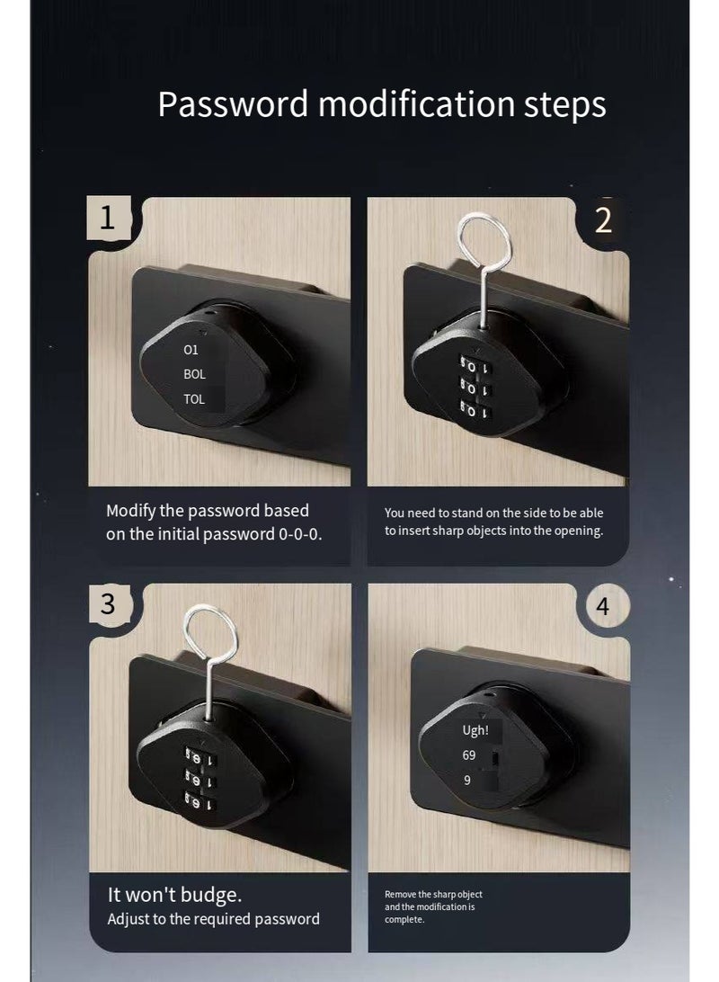 Keyless Combination Lock, 3-Digit Combination Lock for Cabinet Doors – Twist Knob Hasp Latch Lock with Password Code – Zinc Alloy Cabinet Door Latch for Kitchen Drawers, Cabinets, Cupboard (Silver) - Image 5