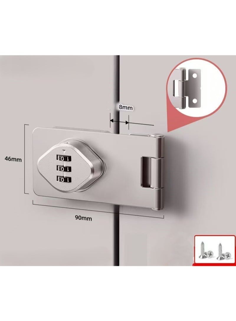 Keyless Combination Lock, 3-Digit Combination Lock for Cabinet Doors – Twist Knob Hasp Latch Lock with Password Code – Zinc Alloy Cabinet Door Latch for Kitchen Drawers, Cabinets, Cupboard (Silver) - Image 1