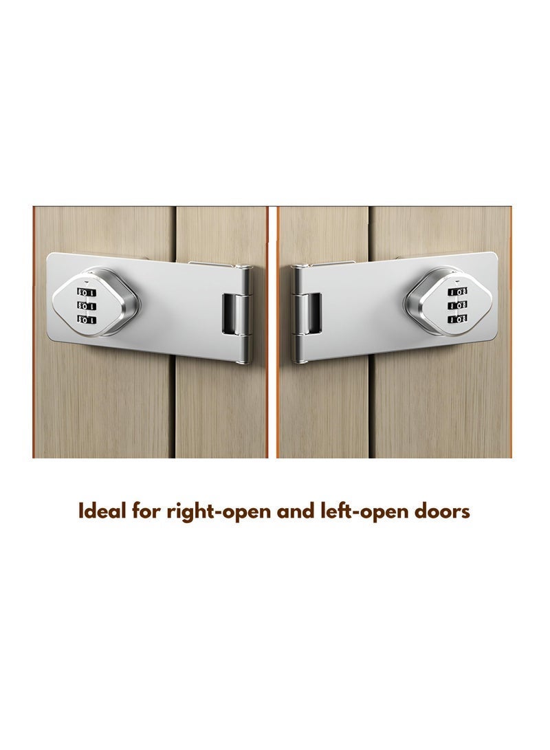 Keyless Combination Lock, 3-Digit Combination Lock for Cabinet Doors – Twist Knob Hasp Latch Lock with Password Code – Zinc Alloy Cabinet Door Latch for Kitchen Drawers, Cabinets, Cupboard (Silver) - Image 3