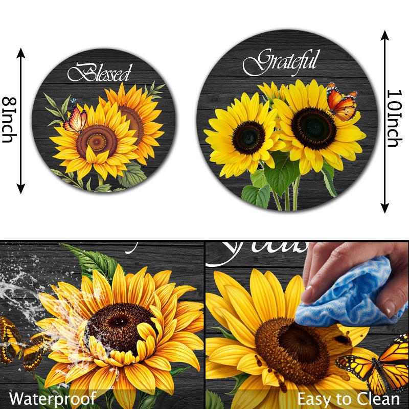 Tucocoo Electric Stove Burner Covers, Sunflower and Butterfly Set of 4 Round Stove Burner Covers, 8 Inches and 10 Inches, Gas Stove Burner Covers, Metal Stove Burner Cover, Modern Cooktop Decorative - Image 3