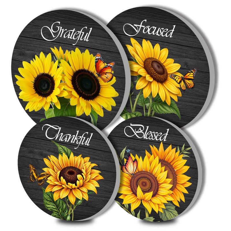 Tucocoo Electric Stove Burner Covers, Sunflower and Butterfly Set of 4 Round Stove Burner Covers, 8 Inches and 10 Inches, Gas Stove Burner Covers, Metal Stove Burner Cover, Modern Cooktop Decorative - Image 1