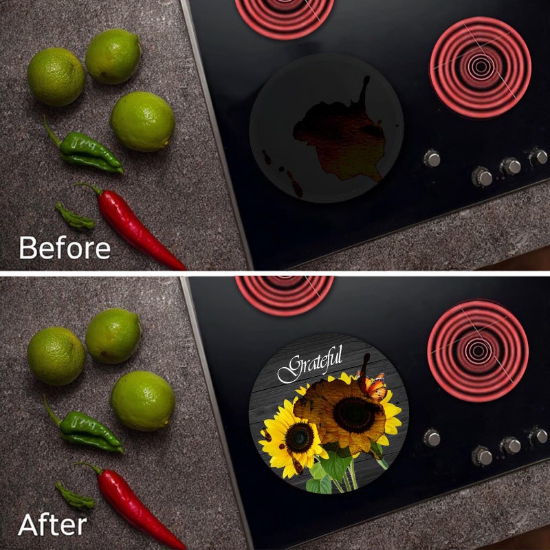Tucocoo Electric Stove Burner Covers, Sunflower and Butterfly Set of 4 Round Stove Burner Covers, 8 Inches and 10 Inches, Gas Stove Burner Covers, Metal Stove Burner Cover, Modern Cooktop Decorative - Image 4