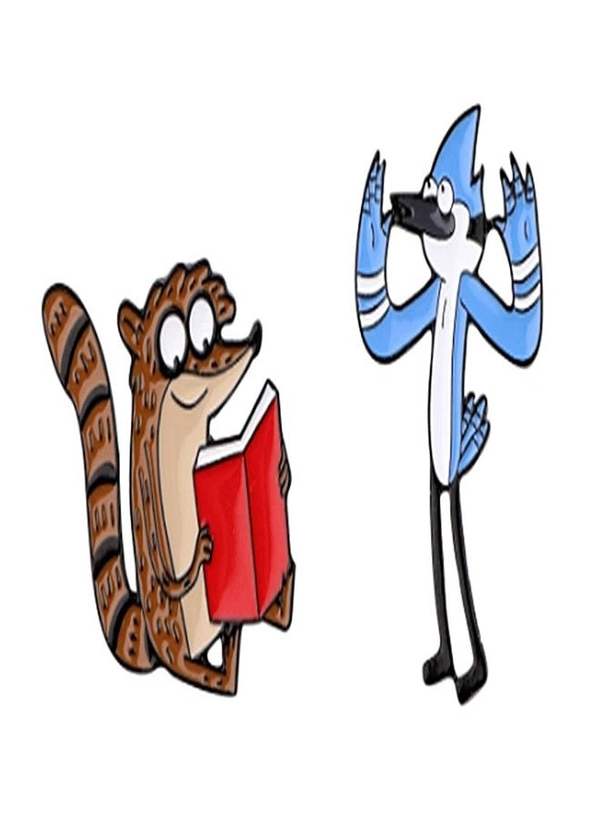 Regular Show Cartoon Rigby And Mordecai Characters Metal Enamel 1 Inch Tall Pin Set of 2