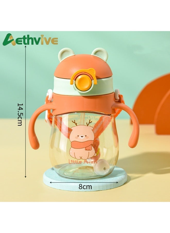 Aethvive 2-Pcs Baby Sippy Cups For 6 Months +, 410ml Baby Cup with Weighted Straw and Easy Grip Handles, Kids Water Bottle with Simple Flip Lid, 360 Degree Spill Proof Toddler Cup - Image 3