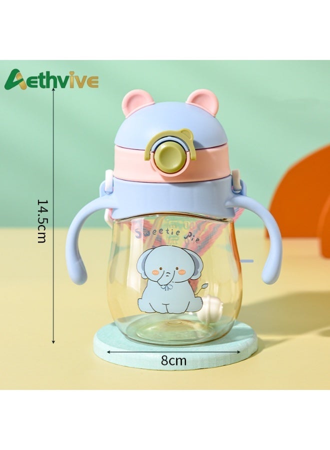 Aethvive 2-Pcs Baby Sippy Cups For 6 Months +, 410ml Baby Cup with Weighted Straw and Easy Grip Handles, Kids Water Bottle with Simple Flip Lid, 360 Degree Spill Proof Toddler Cup - Image 2