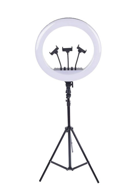 LED Ring Light Soft, Multi-Mode, Eye-Safe Lighting - 360-Degree Rotation - Ideal for Live Streaming and Vlogging – White
